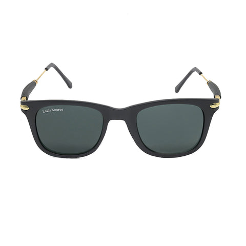 Louis Kouros-2148 Buloster Square Black-Gold Sunglasses For Men & Women~LK-2148
