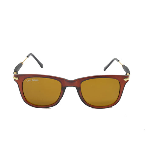 Louis Kouros-2148 Buloster Square Brown-Gold Sunglasses For Men & Women~LK-2148