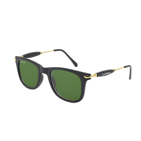 Louis Kouros-2148 Buloster Square Green-Gold Sunglasses For Men & Women~LK-2148