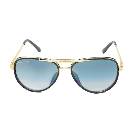 Louis Kouros-4414 Cherokee Aviator Blue-Gold Sunglasses For Men & Women~LK-4414 - SWASTIK CREATIONS The Trend Point