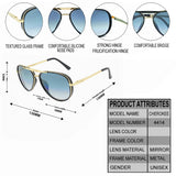 Louis Kouros-4414 Cherokee Aviator Blue-Gold Sunglasses For Men & Women~LK-4414 - SWASTIK CREATIONS The Trend Point