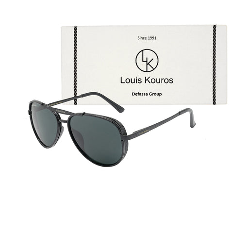 Louis Kouros-4414 Cherokee Aviator Black-Black Sunglasses For Men & Women~LK-4414 - SWASTIK CREATIONS The Trend Point