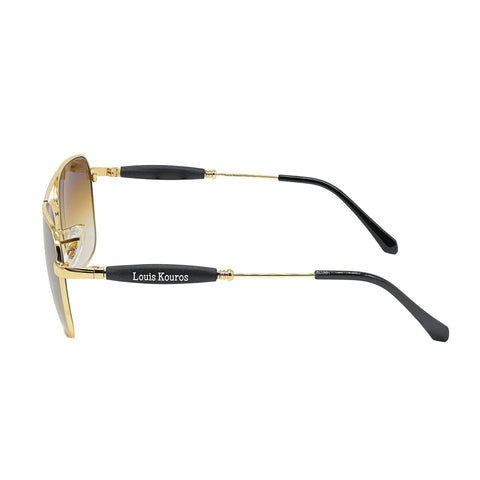 Louis Kouros-1208/2168 Tigor Square Brown-Gold Sunglasses For Men & Women~LK-1208/2168