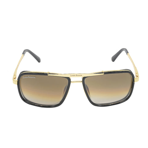 Louis Kouros-4413 Cayenne Square Brown-Gold Sunglasses For Men & Women~LK-4413