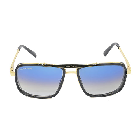 Louis Kouros-4413 Cayenne Square Blue-Gold Sunglasses For Men & Women~LK-4413 - SWASTIK CREATIONS The Trend Point