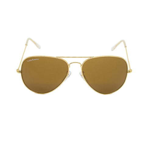 Louis Kouros-3026 Armstoner Aviator Brown-Gold Sunglasses For Men & Women~LK-3026