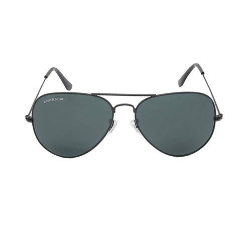 Louis Kouros-3026 Armstoner Aviator Black-Black Sunglasses For Men & Women~LK-3026