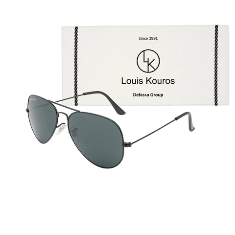 Louis Kouros-3026 Armstoner Aviator Black-Black Sunglasses For Men & Women~LK-3026 - SWASTIK CREATIONS The Trend Point