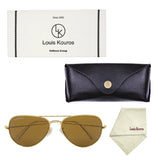 Louis Kouros-3026 Armstoner Aviator Brown-Gold Sunglasses For Men & Women~LK-3026 - SWASTIK CREATIONS The Trend Point