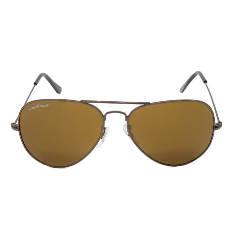 Louis Kouros-3026 Armstoner Aviator Brown-Brown Sunglasses For Men & Women~LK-3026