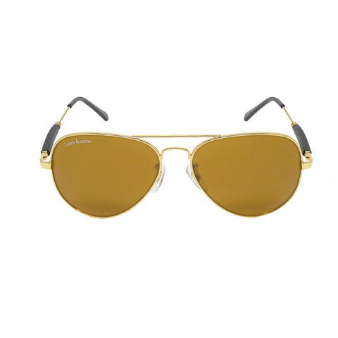 Louis Kouros-3517 Airomade Aviator Brown-Gold Sunglasses For Men & Women~LK-3517
