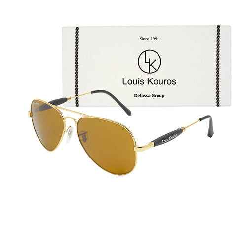 Louis Kouros-3517 Airomade Aviator Brown-Gold Sunglasses For Men & Women~LK-3517 - SWASTIK CREATIONS The Trend Point