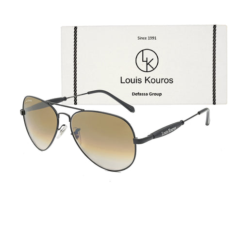 Louis Kouros-3517 Airomade Aviator Brown-Black Sunglasses For Men & Women~LK-3517