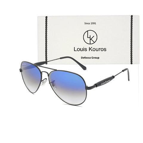Louis Kouros-3517 Airomade Aviator Blue-Black Sunglasses For Men & Women~LK-3517 - SWASTIK CREATIONS The Trend Point
