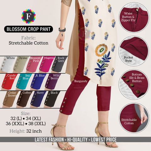 women's BLOSSOM CROP cotton PANT 14 colors - SWASTIK CREATIONS The Trend Point