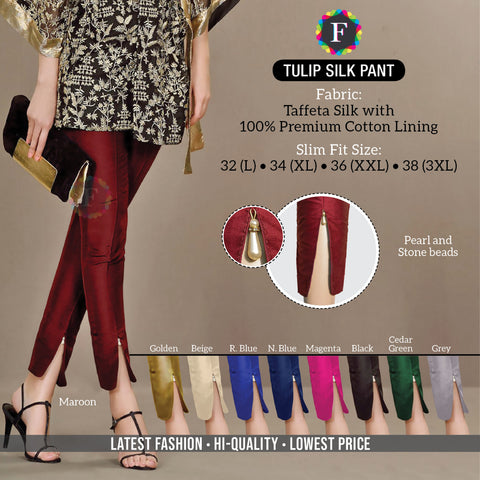 Women's Tulip Silk Pant - SWASTIK CREATIONS The Trend Point