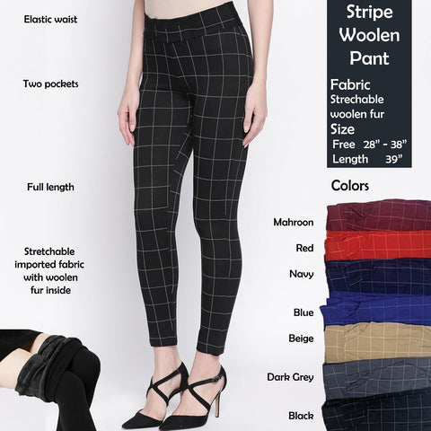 Women's Stripe woolen pant - SWASTIK CREATIONS The Trend Point