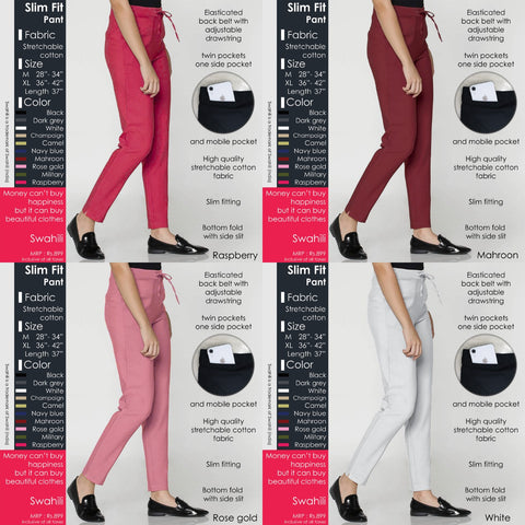 Women's SLIM FIT PANT - SWASTIK CREATIONS The Trend Point