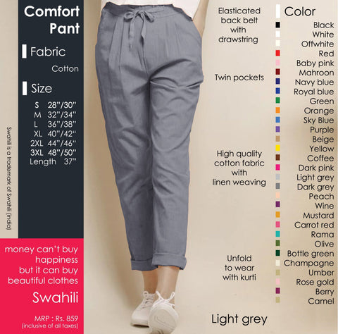 Women's COMFORT cotton PANT (large size) - SWASTIK CREATIONS The Trend Point