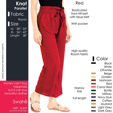 women's Knot Parallel Rayon Pant - SWASTIK CREATIONS The Trend Point