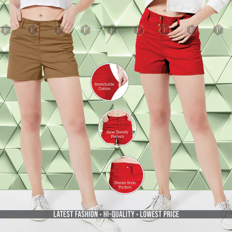 Women's STRETCHABLE Cotton SHORTS - SWASTIK CREATIONS The Trend Point