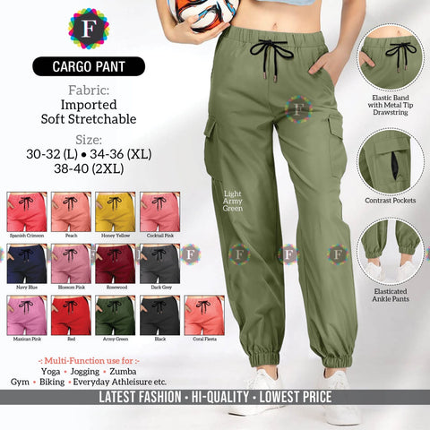 women's CARGO Imported Soft Stretchable PANT JOGGER 10 colours - SWASTIK CREATIONS The Trend Point