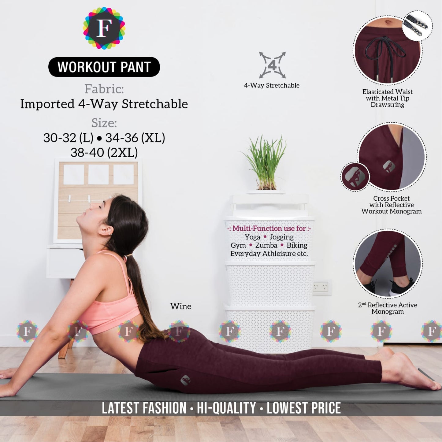 WORKOUT 4-Way Stretchable PANT - SWASTIK CREATIONS The Trend Point SWASTIK CREATIONS The Trend Point
