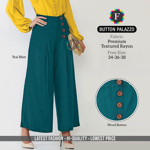 Women's BUTTON Textured Rayon PALAZZO - SWASTIK CREATIONS The Trend Point