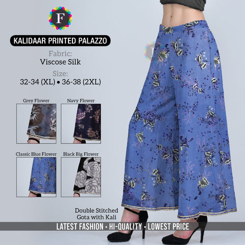 women's KALIDAAR PRINTED Silk PALAZZO - SWASTIK CREATIONS The Trend Point