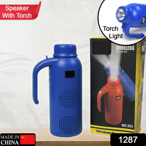 1287  Smart Bluetooth Speaker With Torch Light Wireless Bluetooth Speaker & Night Flash Light Speaker - SWASTIK CREATIONS The Trend Point