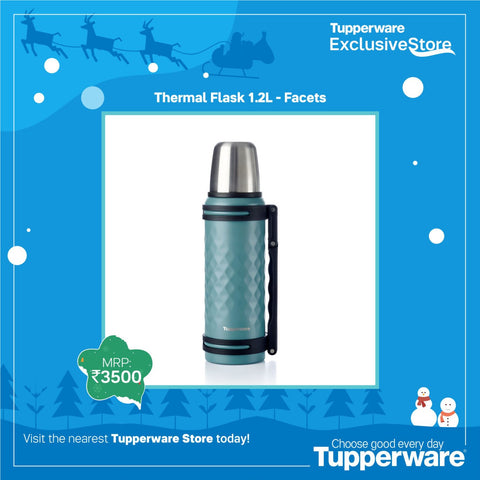 Tupperware THERMAL FLASK/1.2L-FACETS/BLU - SWASTIK CREATIONS The Trend Point