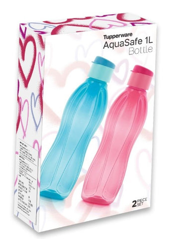 Tupperware AquaSafe Bottle 1L Fliptop (Set of 2) with Gift Box - SWASTIK CREATIONS The Trend Point