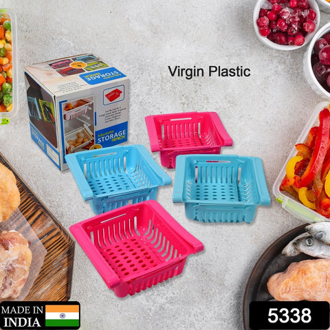 5338 Virgin Freeze Storage Unbreakable Adjustable Multi Color Tray with Extra Storage | Easy to Remove, Easy to Clean | Pack of 4 Tray - SWASTIK CREATIONS The Trend Point