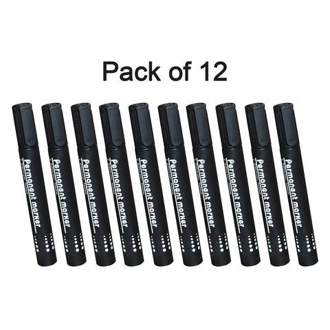 1625 Black Permanent Markers for White Board (Pack of 12) - SWASTIK CREATIONS The Trend Point