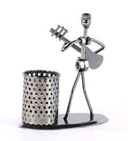 1636 Iron Musician Playing Bass Guitar Pen Stand Showpiece - SWASTIK CREATIONS The Trend Point